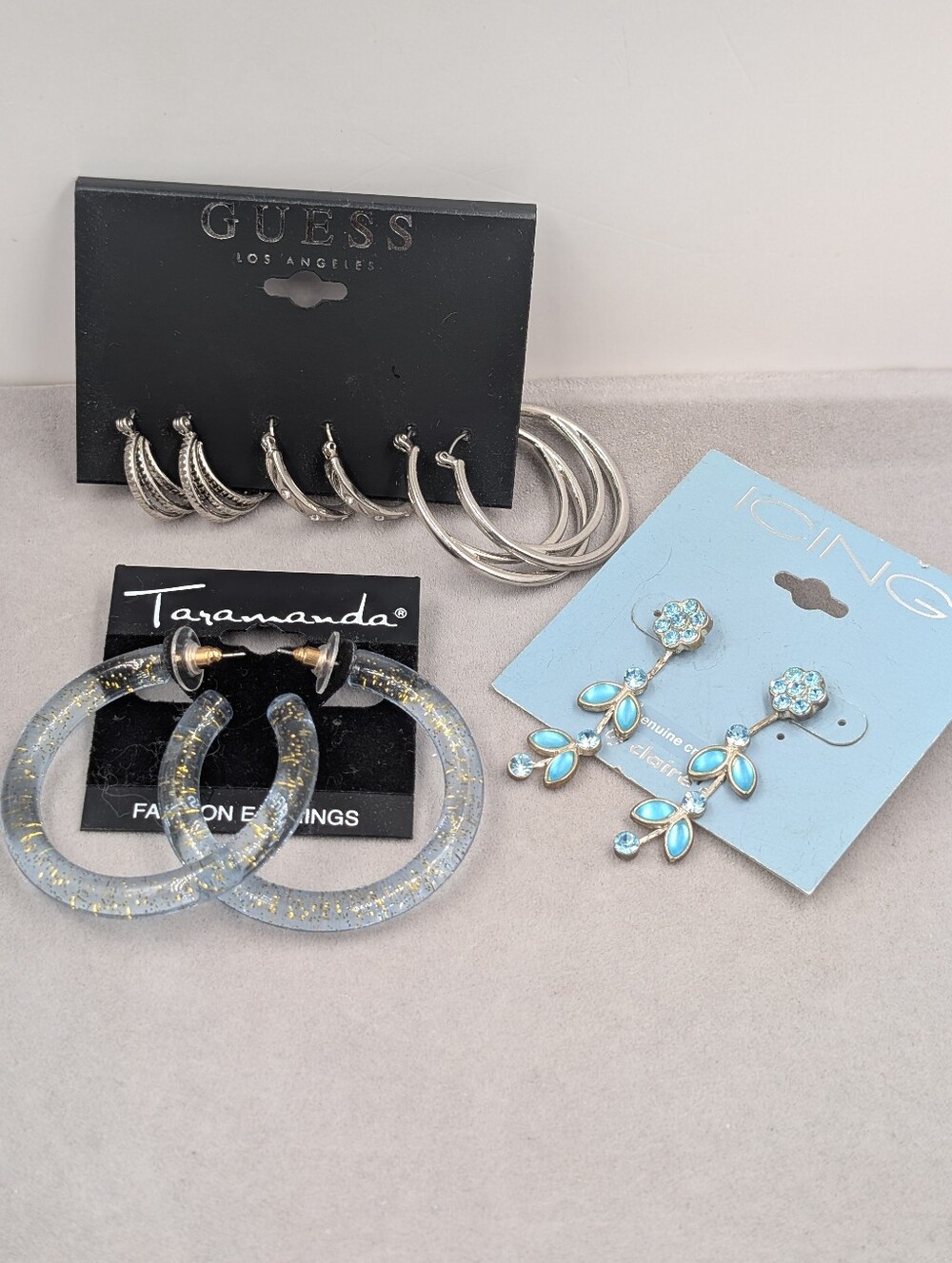 5 Pair Earring Lot GUESS Taramanda Icing Hoops Dangles NWT 1306